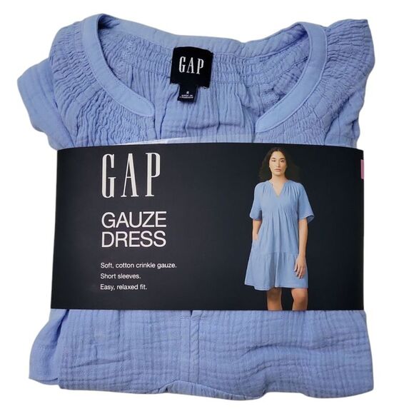 Gap Dresses & Skirts - Gap Women's Relaxed Fit Soft Cotton Gauze Tiered Dress - Blue
